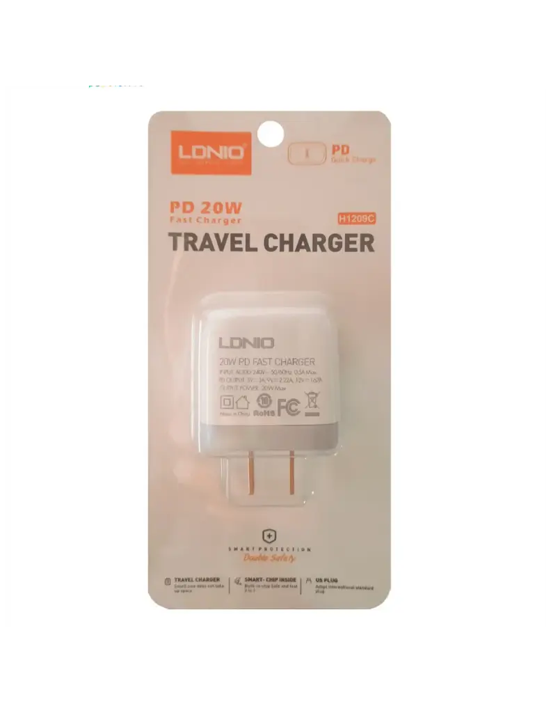 CUBO CARGADOR LDNIO TIPO C 20W BLANCO