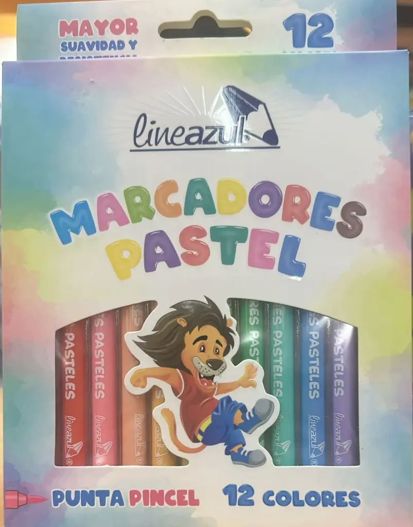 MARCADOR PASTEL LINEAZUL PUNTA PINCEL CJA X 12UND 