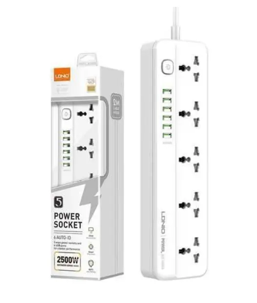 CORTAPICOS LDNIO 2500W 6P 6USB +5TOMAS 2MCABLE