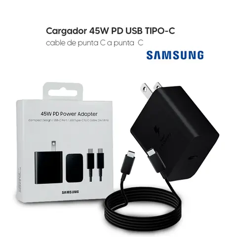CUBO & CABLE CARGADOR SAMSUNG 45W TIPO-C 