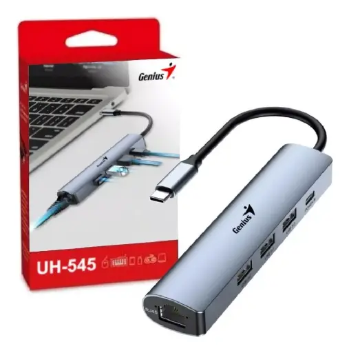 [GENIUS UH-545] ADAPTADOR TIPO C 3USB-A 1USB -C 1P RJ45 