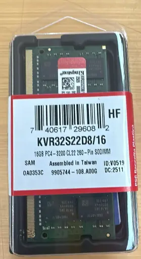 [SAM 0A0353C] MEMORIA SODIM KINGSTON 16GB DDR4-3200 