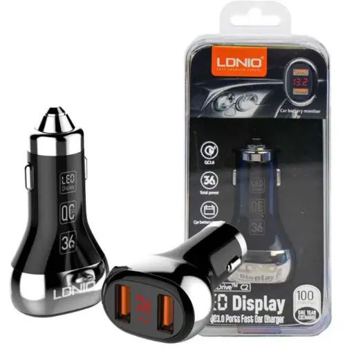 CARGADOR VEHICULAR LDNIO C2 FAST CHARGING  36W 2P USB